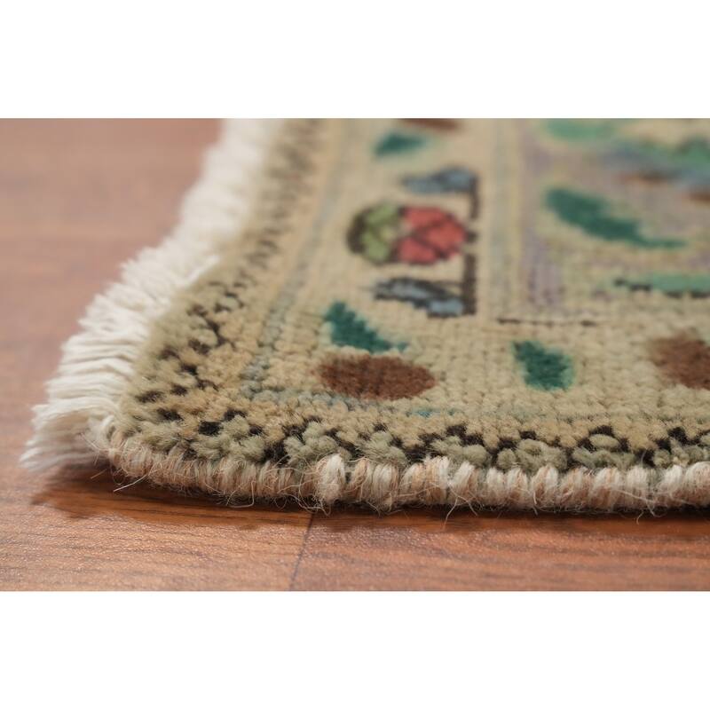 Hand Knotted Oriental 100% Wool Carpet Traditional Floral Beige & Ivories Tabriz Area Rug - 10' 3'' X 7' 1''