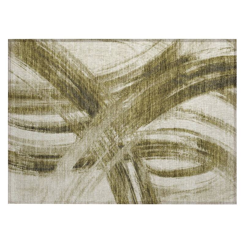 Machine Washable Indoor/ Outdoor Abstract Brushstroke Chantille Rug