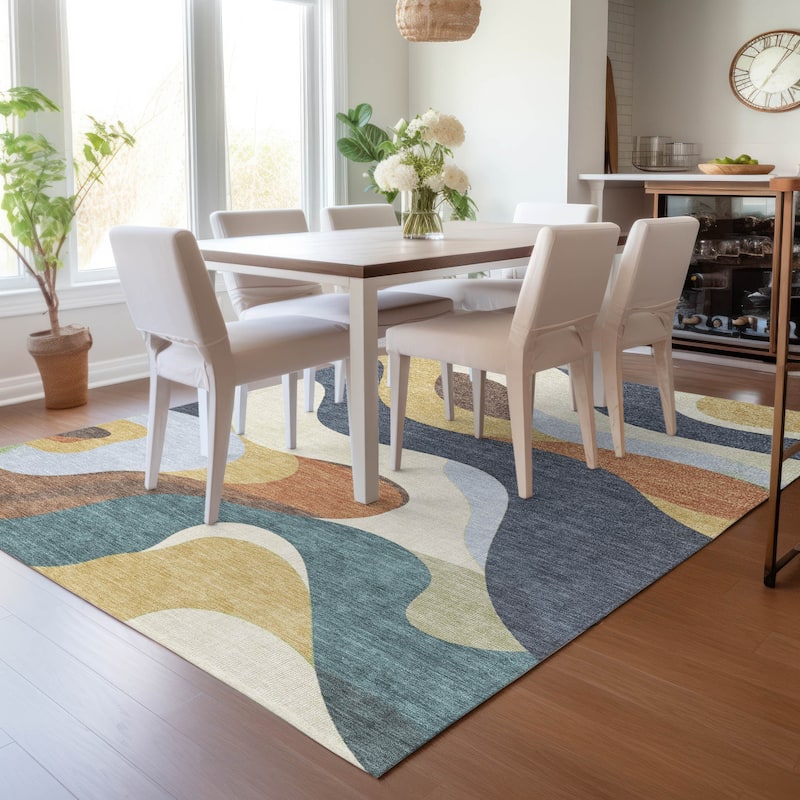 Machine Washable Indoor/Outdoor Casual Contemporary Chantille Rug