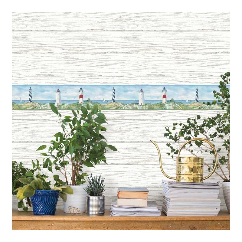 Chesapeake Eugene Blue Lighthouse Border - 9 x 180 x 0.025