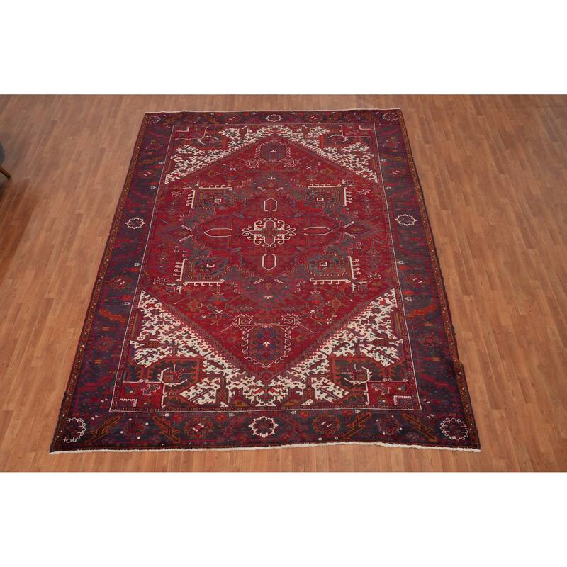Hand Knotted Oriental 100% Wool Carpet Traditional Medallion Red Heriz Area Rug - 12' 10'' X 9' 10''