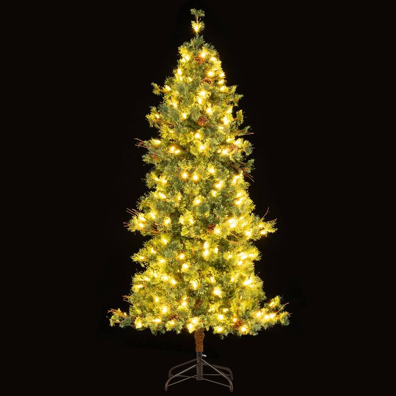 Gymax 6 FT Pre-Lit Artificial Christmas Tree Cashmere Xmas Tree w/ 370