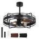 preview thumbnail 15 of 191, 16.5"/18.5"/20"/23.6"/24"/28" Vintage Distressed White Low Profile Caged Ceiling Fan with Light and Remote (7/6/5/3-Blade)