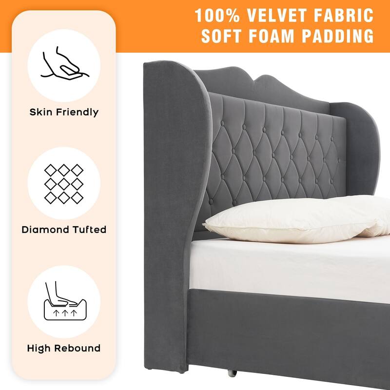 Queen Bed Frame with 4 Storage Drawers