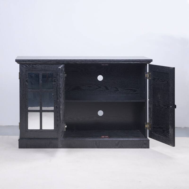 Sideboard Cabinet with 3 Mirrored Acrylic Doors, Multifunctional Wood Storage Cabinet, Accent Cabinet with Adjustable Shelves