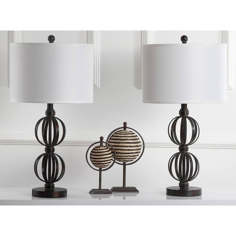 SAFAVIEH Lighting Vibha 28-inch Double Sphere Oil-Rubbed Bronze Table Lamp (Set of 2) - 14Wx14Dx28H