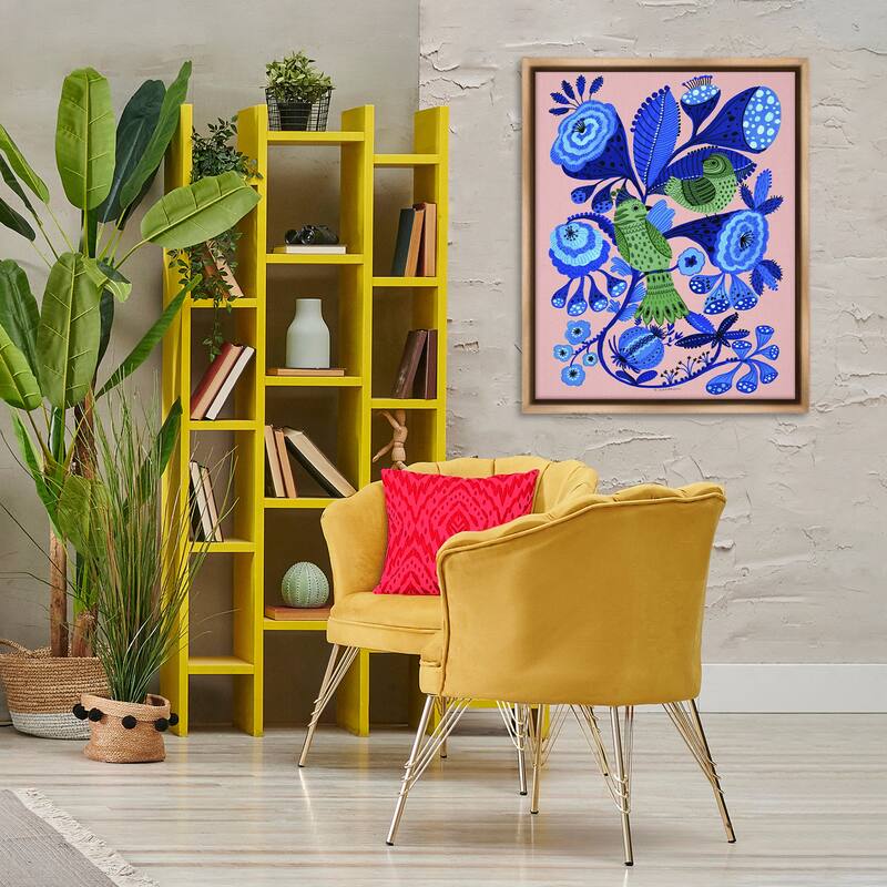 Stupell Folk Style Birds in Nature Framed Floater Canvas Wall Art Design By Kay Widdowson