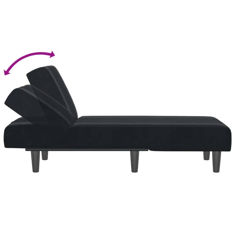 vidaXL Chaise Longue Black Velvet - 21.7" x 55.1" x 27.6"