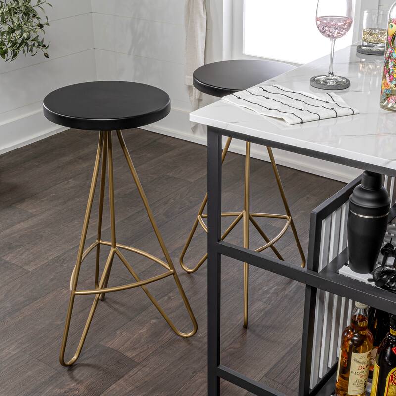 Chronos 30" Modern Industiral Iron Tripod Backless Bar Stool, by JONATHAN Y