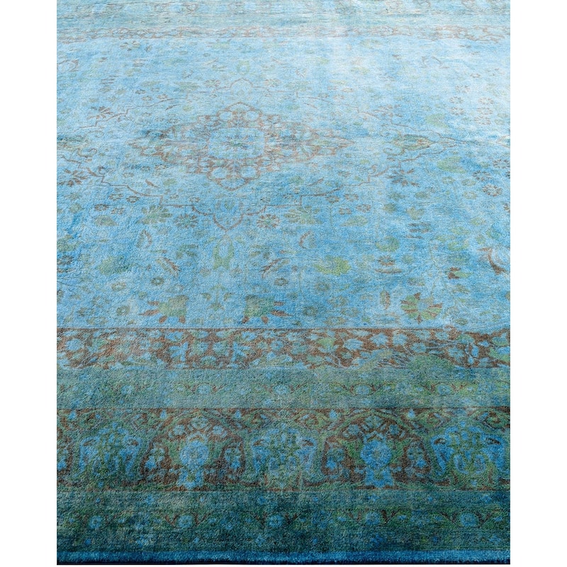 Fine Vibrance One-of-a-Kind Hand-Knotted Area Rug - Blue, 8' 1" x 10' 1" - 8' 1" x 10' 1"