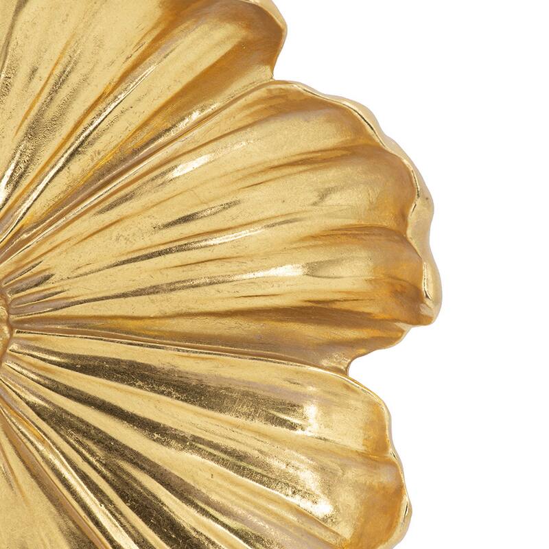 Dazzle 11, 12 Inch Floral Hanging Wall Accent Set of 2, 3 Dimensional, Gold