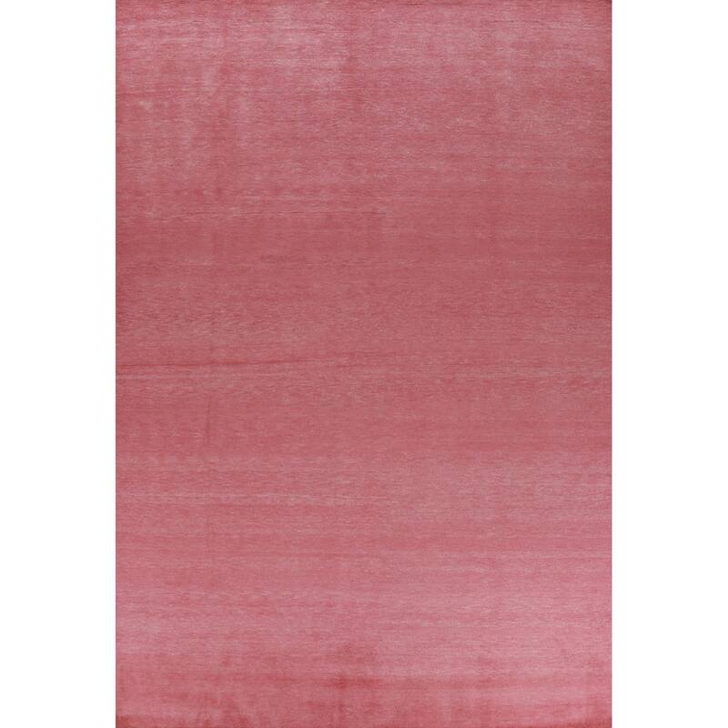 Hand Knotted Oriental 100% Wool Carpet Modern Solid Coral Gabbeh Area Rug - 12' 8'' X 9' 2''