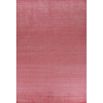 Coral Pink Gabbeh Persian Area Rug Handmade Wool Carpet - 9'2" x 12'8"