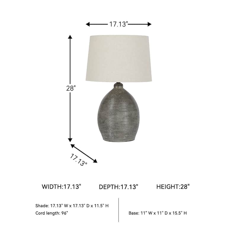 Joyelle Gray Terracotta Table Lamp - 17"W x 17"D x 28"H