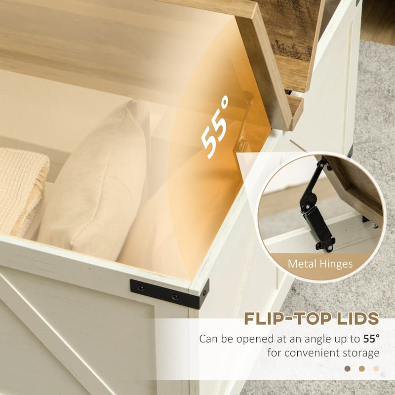HOMCOM Coffee Table, Square Center Table with Flip-top Lids, Hidden Storage Compartment and Wooden Legs for Living Room