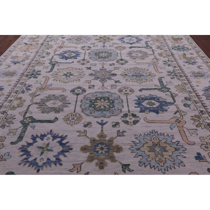 Golden Nile Ivory Oushak Handmade Wool Rug - 10' 1" X 14' 0"