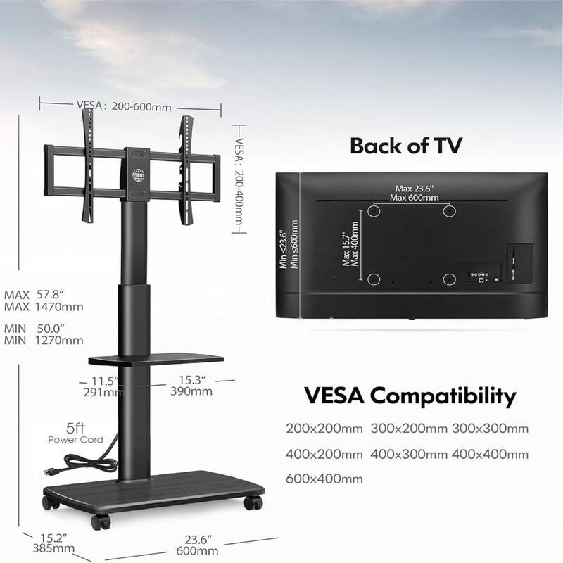 Rolling TV Stand with Power Outlets