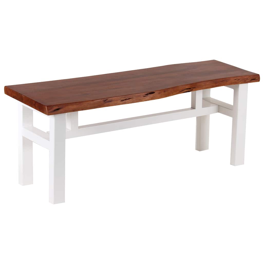 Acacia Live Edge 46 inch Bench - White - 17"Wx46"Lx18.5"H