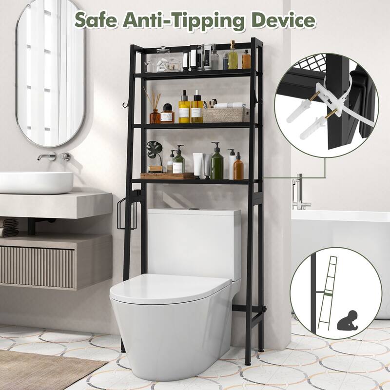 Gymax 3-Tier Over The Toilet Storage Shelf w/ Adjustable Adjustable