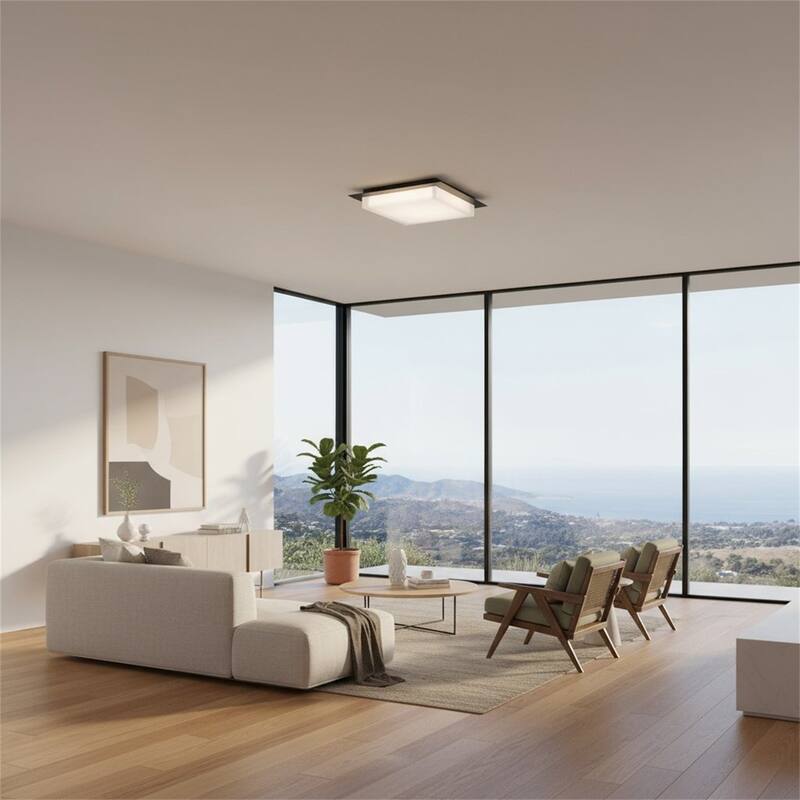 14 inch Black Integrated LED Flush Mount