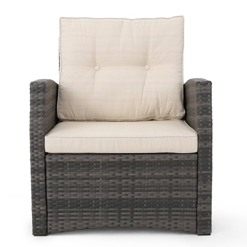 Sanger Outdoor 7 Seater Wicker Chat Set with a Fire Pit by Christopher Knight Home
