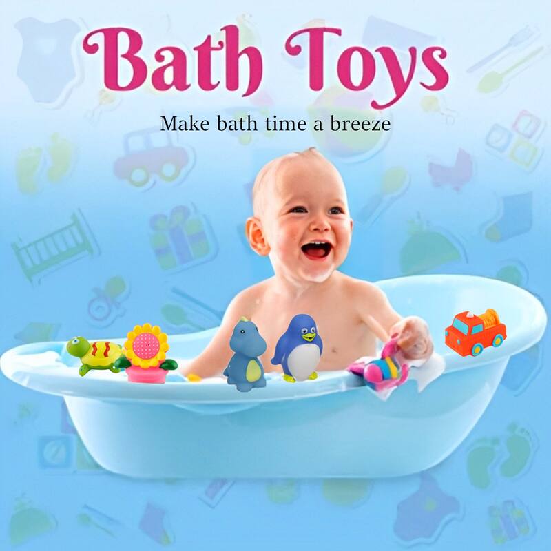 Dimple Set of 20 Floating Bath Toys with 20 Different Sea Animals, Vehicles and Shapes, Squirter Toys for Boys and Girls