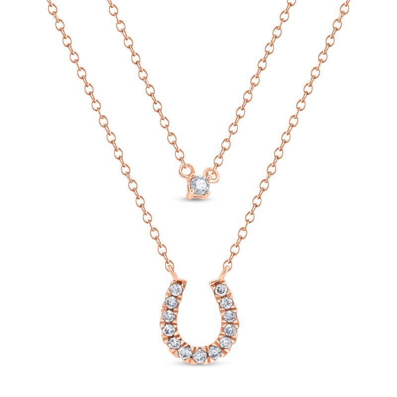 1/4 Cttw Natural Diamond 10KT Pink Gold Necklace