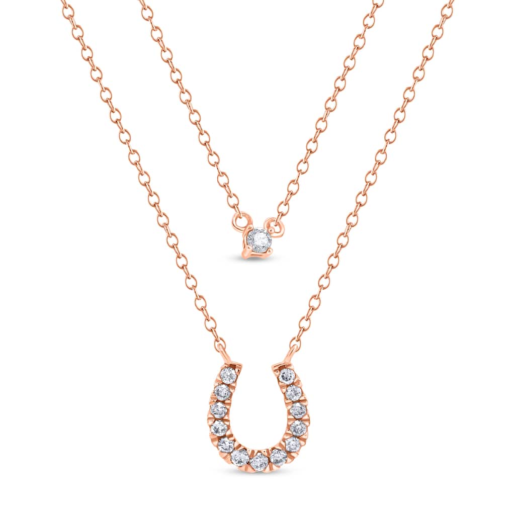 1/4 Cttw Natural Diamond 10KT Pink Gold Necklace