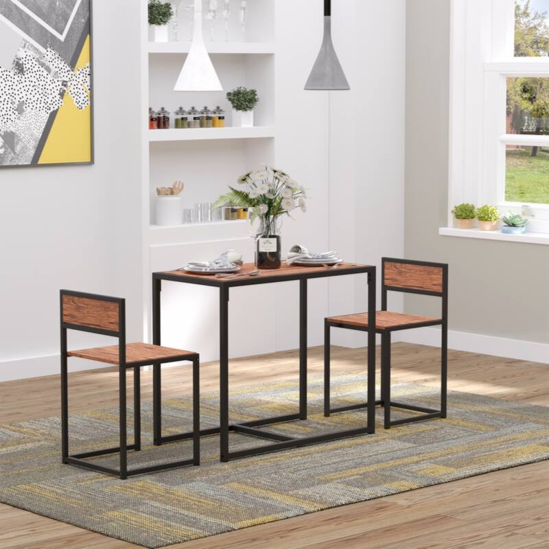 3-Piece Industrial Dining Table Set for 2, Kitchen Table and Chairs, Dining Room Sets for Small Spaces