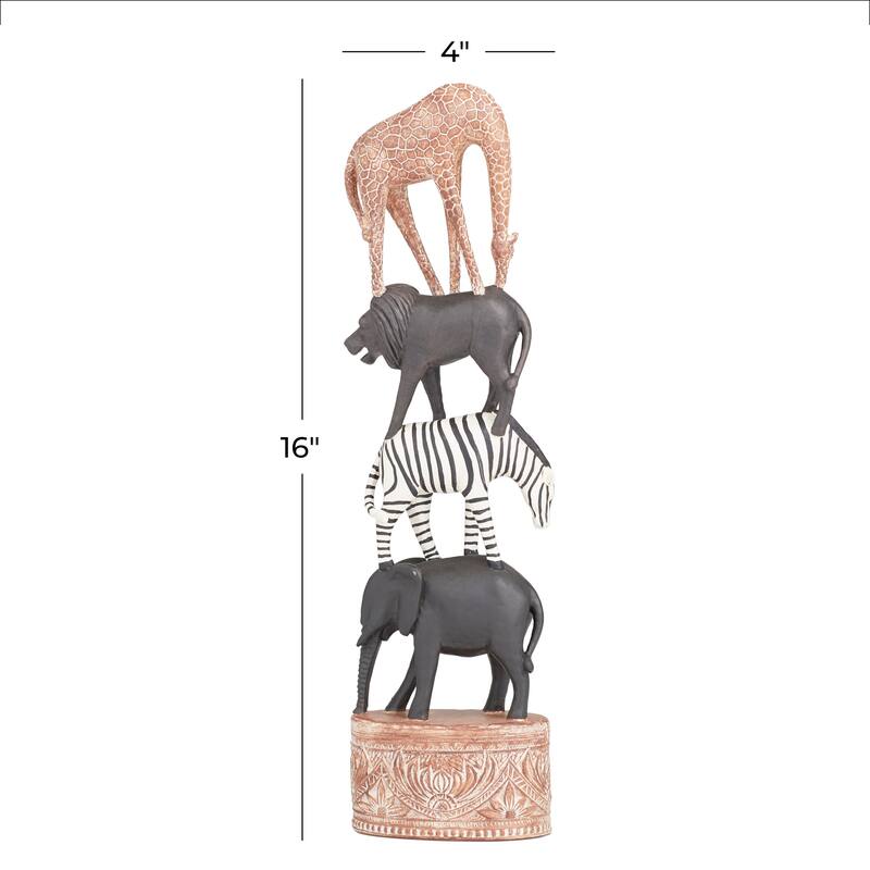 Multi Colored Polystone Safari Animals Sculpture
