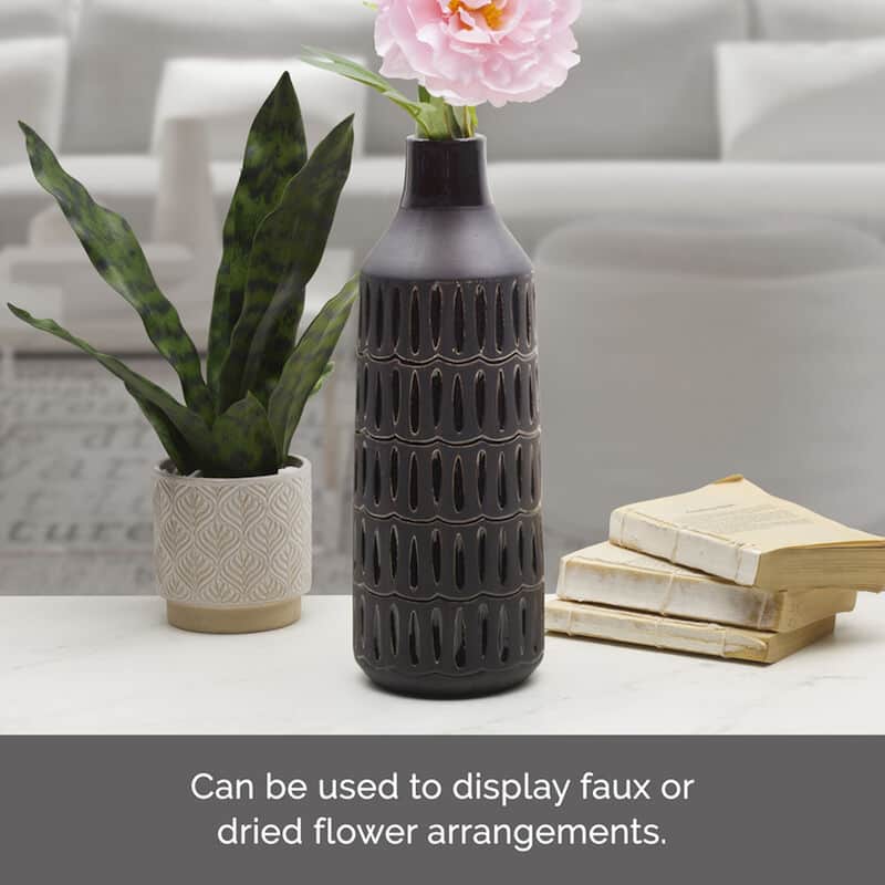 Elements Black Ceramic Bottle Vase, 14 Inch