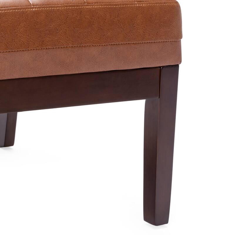 Leather Armless Chair Light Brown Side Chair Corner Chair Dining Chair