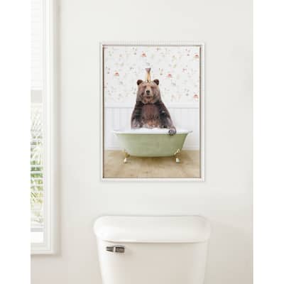 Sylvie Beaded Bear Weasel Bath Framed Canvas by Amy Peterson