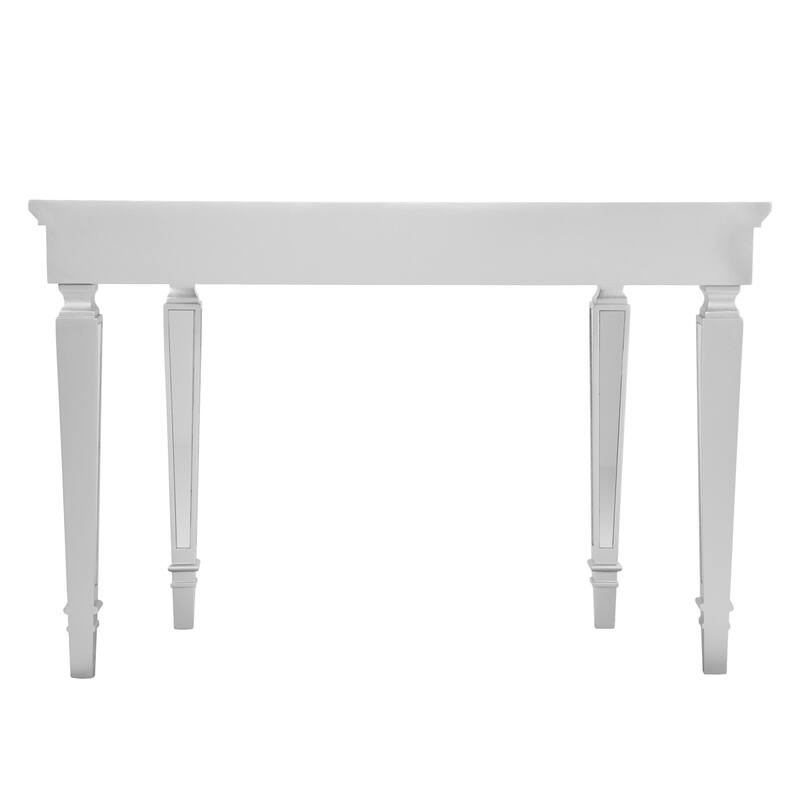 Silver Glass Free Form Console Table with Wood Base and Mirrored Top - 45” L x 16” W x 30” H