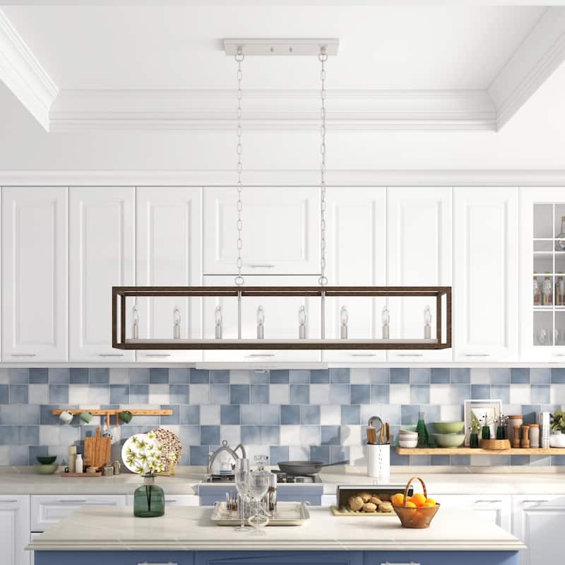 Modern Farmhouse 8-light Rectangle Linear Chandelier for Dining Room - 48 inches