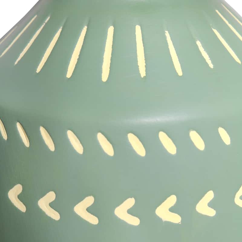 Patterned Ceramic Table Lamp with Fabric Drum Shade Modern Boho Style Multiple Colors - 8.27” x 8.27” x 17.00”