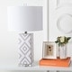 preview thumbnail 5 of 7, SAFAVIEH Lighting 27-inch Grey Diamonds Table Lamp (Set of 2) - 15"x15"x27"