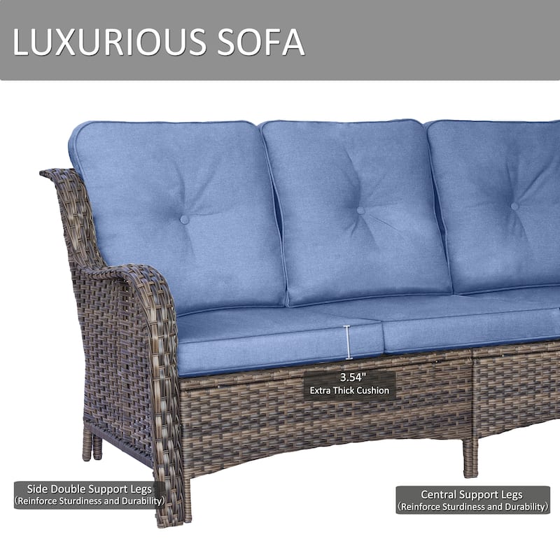 4 Piece Patio Furniture Seating Sofa Set with Swivel Chair and Cushion