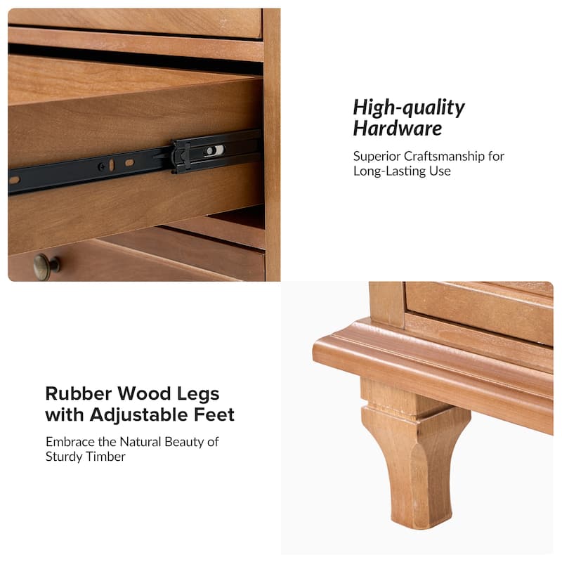 Muriel Farmhouse 3 Drawers Nightstand with Built-In Outlets Set of 2 by HULALA HOME