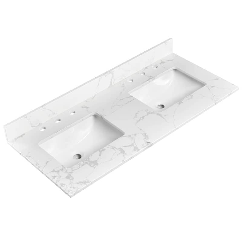 Bathlet 48 in. W Double Sinks Bath Vanity in White with Marble Top
