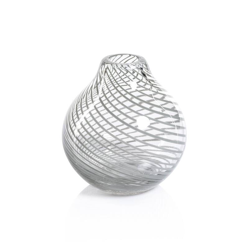 Chantilly Swirl Glass Bud Vase - Green - Onion- 4.75" x 5"
