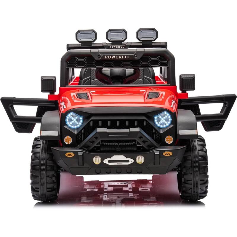 24V Electric Ride on Truck for Kids,Wide Seater Battery Powered Truck with Remote Control, Music,LED Cool Lighting,4WD