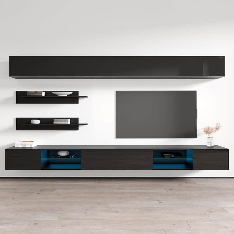 Fly I1 33TV Wall Mounted Floating Modern Entertainment Center - Black