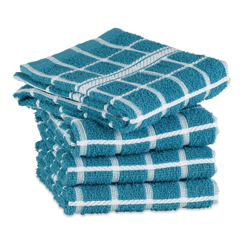 DII Solid Honey Gold Windowpane Terry Dishtowel 4 Piece