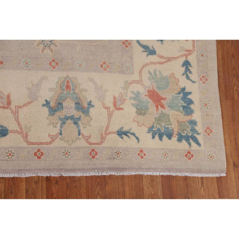 Earth Tone Transitional Oushak Area Rug Hand-Knotted Wool Carpet - 7'9" x 9'8"