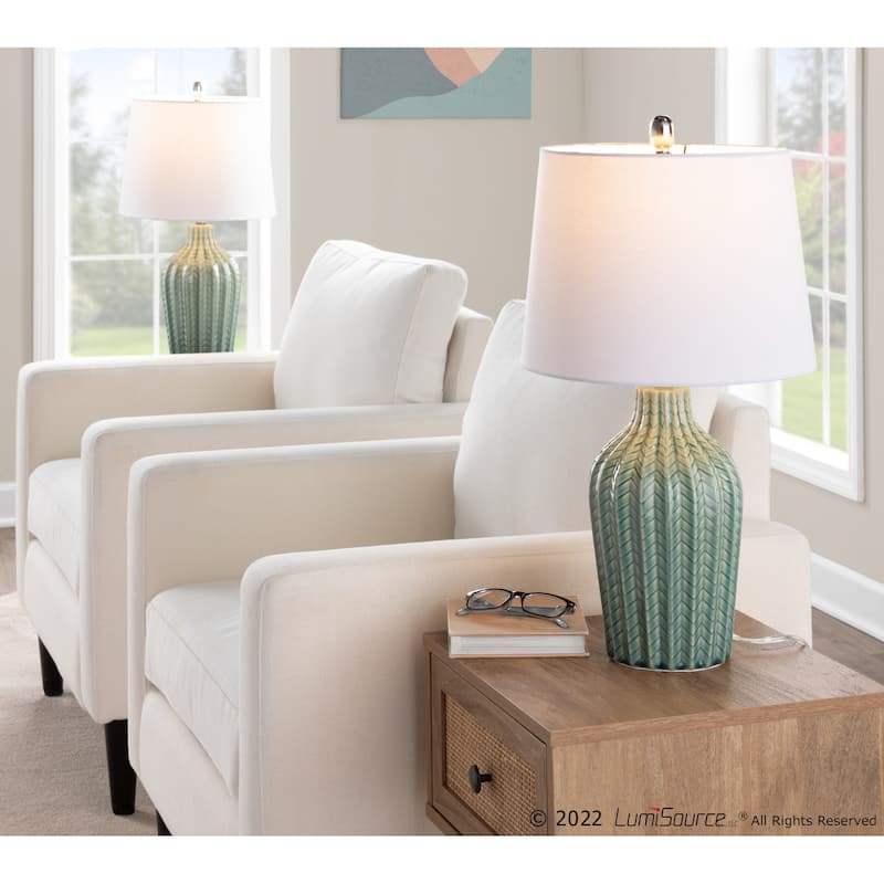 Rockwell 23" Ceramic Table Lamp Linen Shade (Set of 2)
