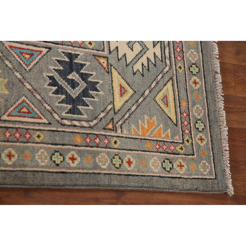 All-Over Kazak Area Rug Hand-Knotted Wool Carpet - 6'9" x 9'8"
