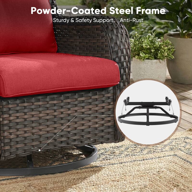 Pocassy Outdoor Wicker Glider Swivel Club Chairs (Set of 2) - Mix Grey