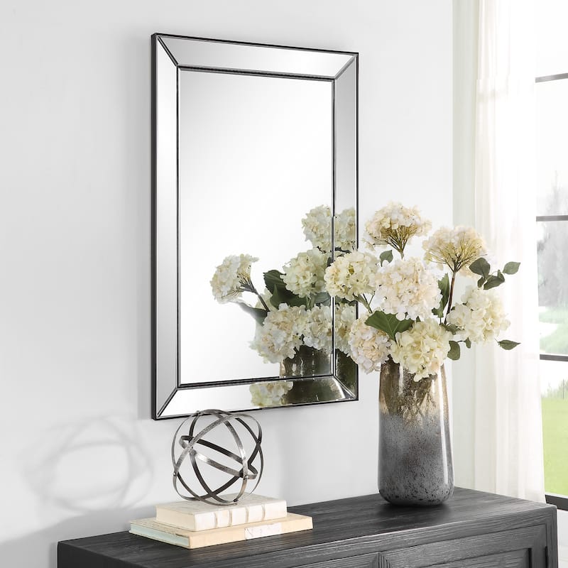 Copper Grove Mirrored Dark Bronze Frame Rectangular Wall Mirror