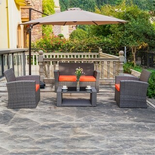 Grandview Outdoor 4-piece Grey Wicker Conversation Set